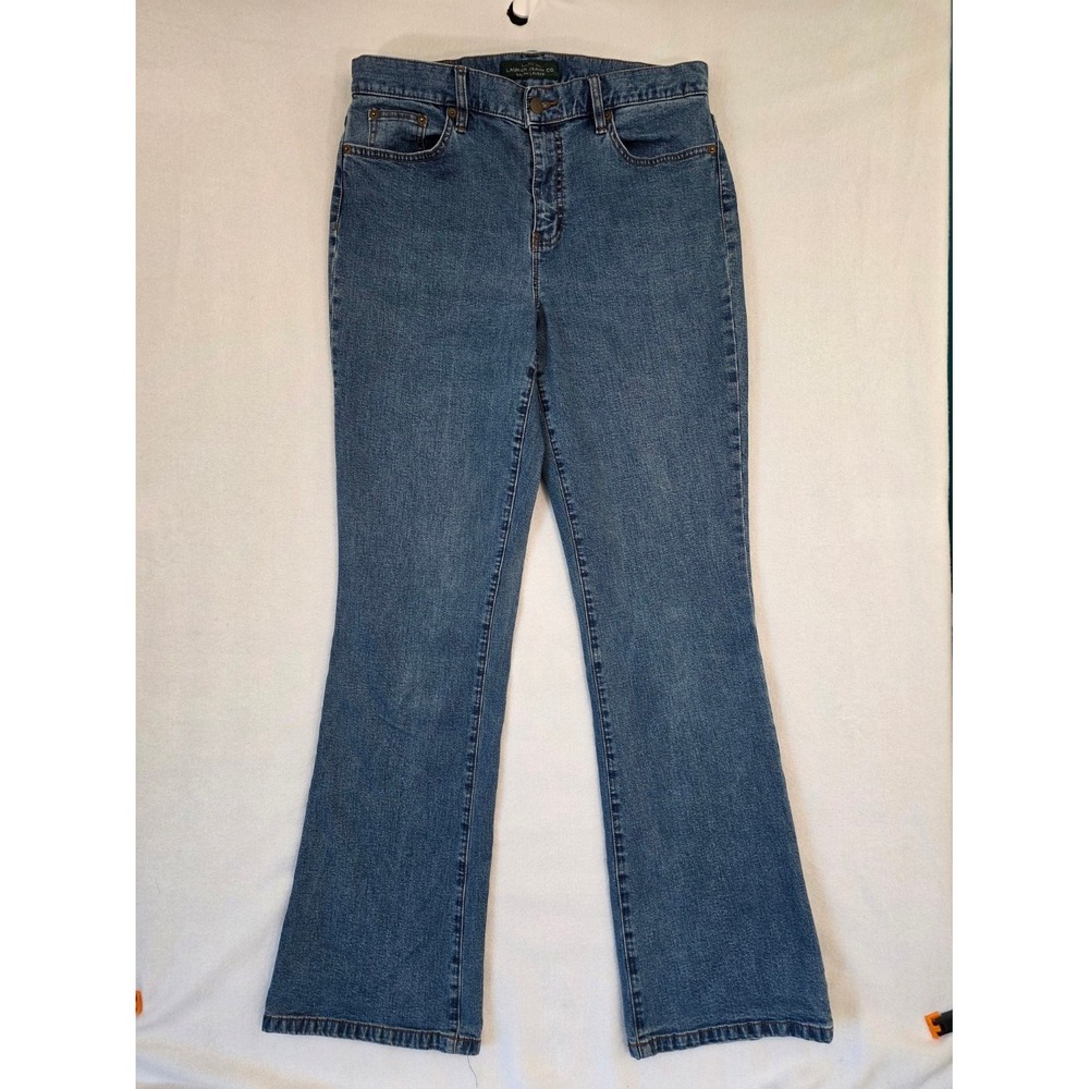 Lauren Ralph Lauren Bootcut Jeans 10 Blue Cotton Stretch High Rise Classic Y2K